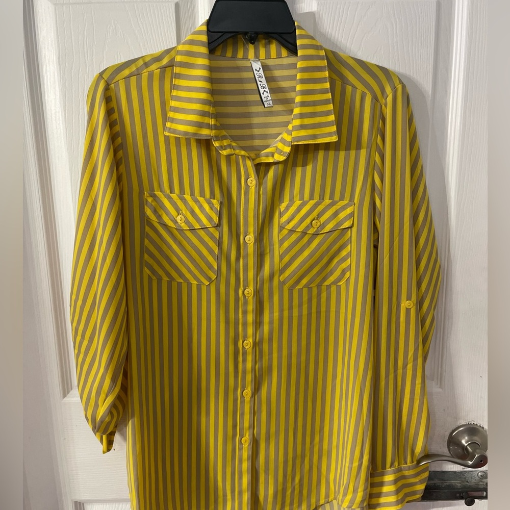 R N B Long Sleeve Blouse Yellow Size XL